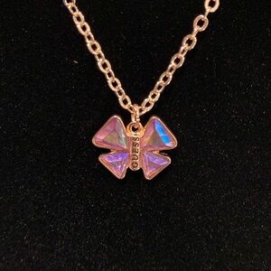 Guess butterfly necklace pink NWOT